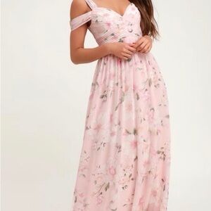 Lulu's Make Me Move Blush Floral Maxi Dress